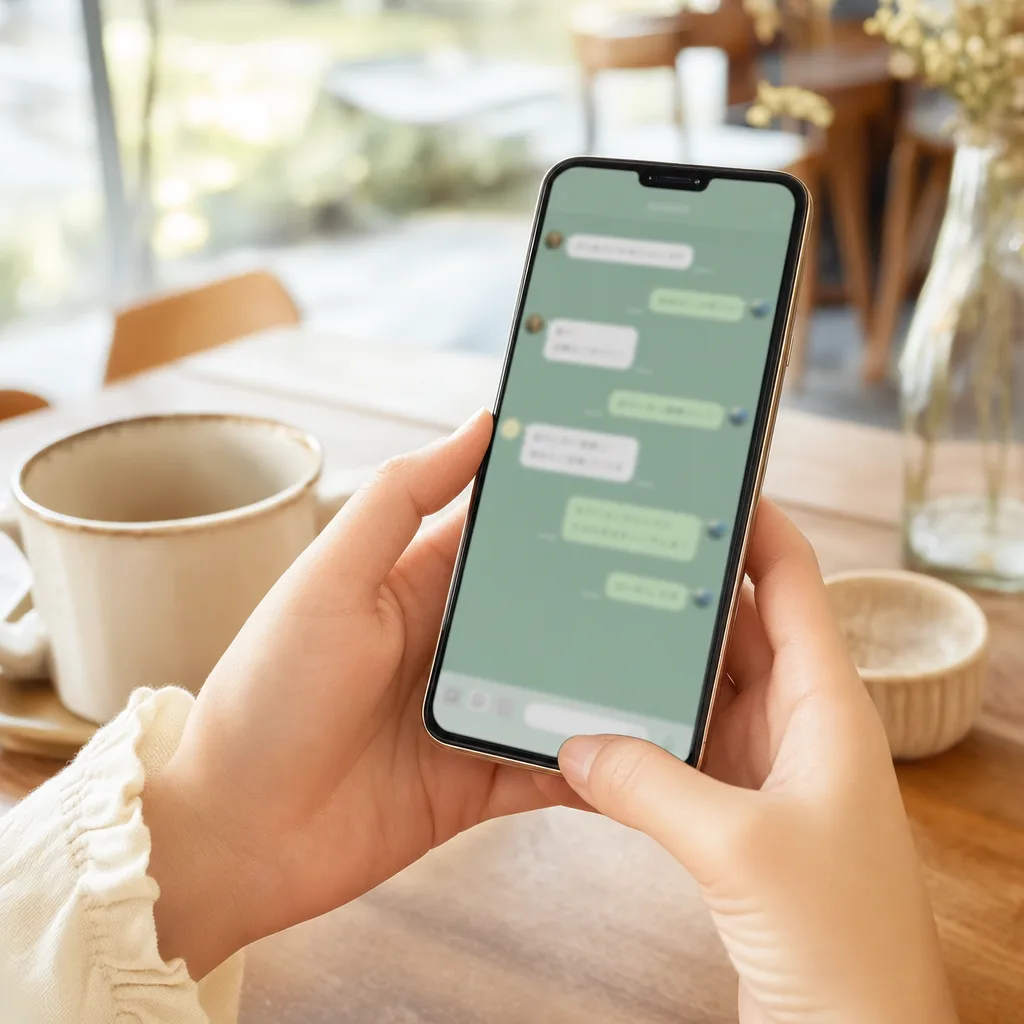 スマートフォンで予約確認を受け取る様子